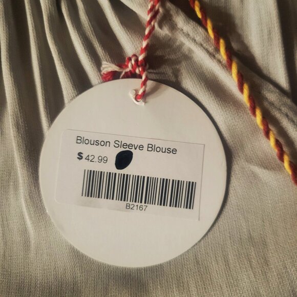 NWT! Hayden Light "Greige" Embroidered Peasant Boho Top Billowed Sleeve - Sz 2X - Picture 11 of 13